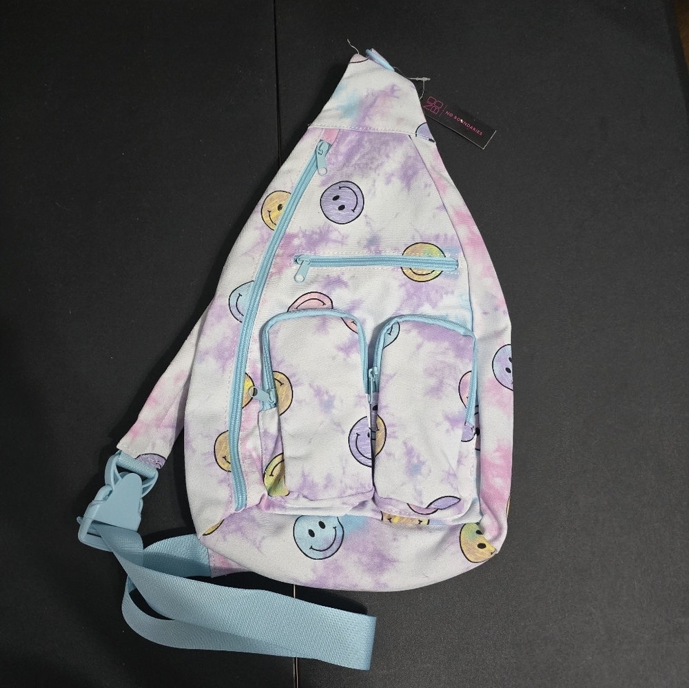 New No Boundaries Smiley Face Tie-Dye Sling Bag